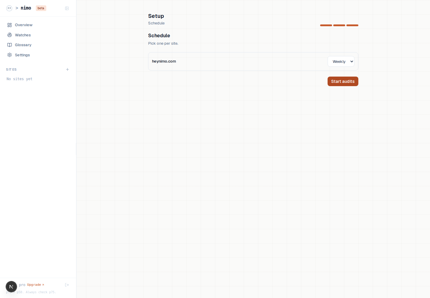 Schedule step with weekly audit selector.